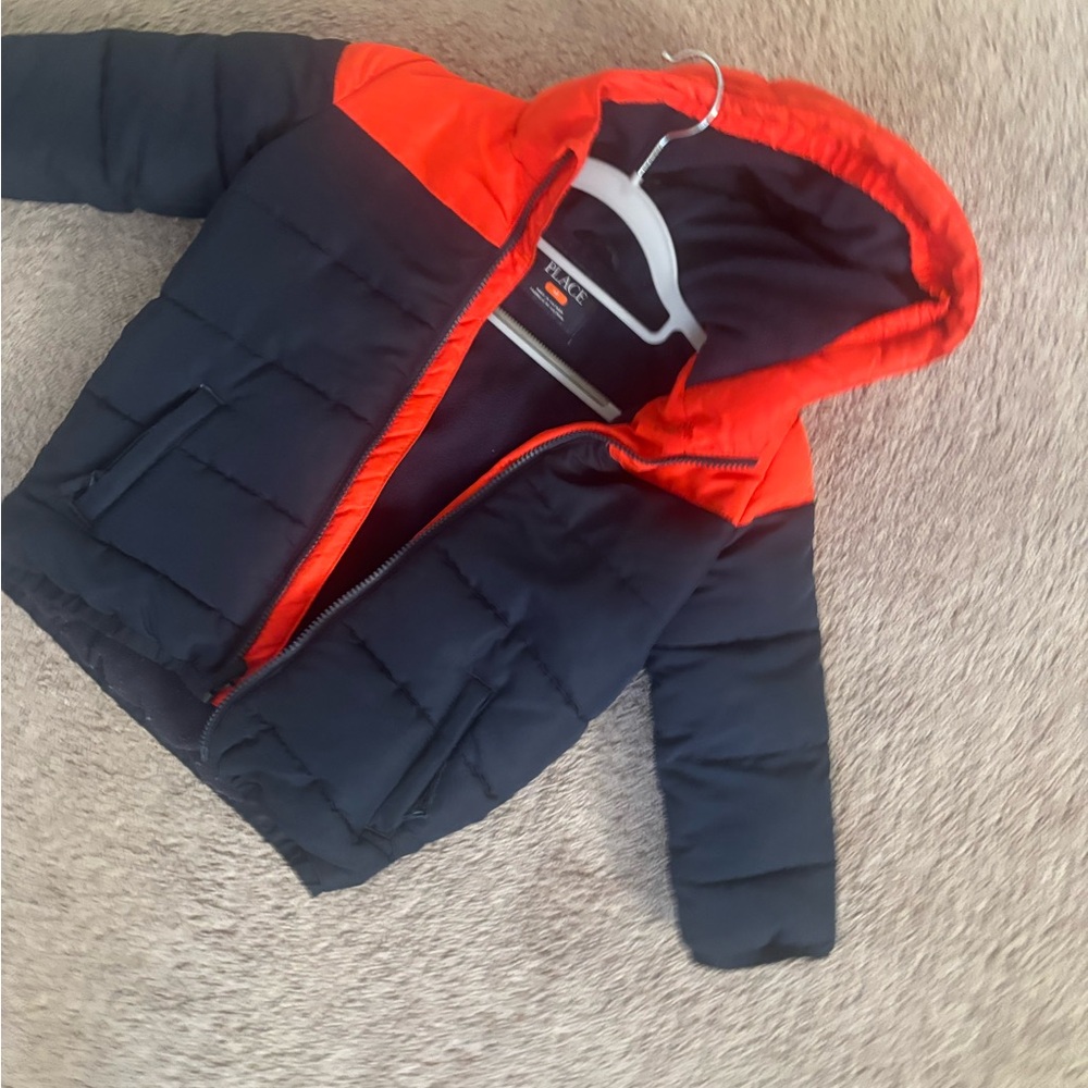 The Children's Place Black and Orange Puffer Jacket